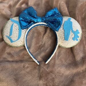 White & Blue Logo Ears